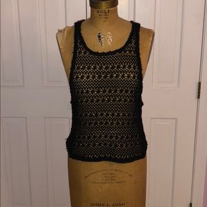 black knitted tank top